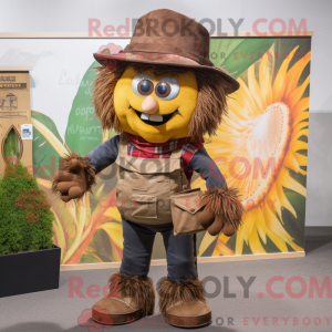 Maskot karakter af en brun...