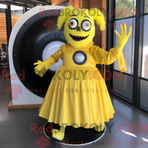 Mascottefiguur van een geel...