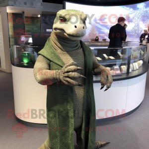 Oliven Komodo Dragon maskot...