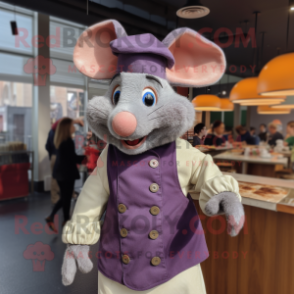 Lavender Ratatouille mascot costume character dressed with a Jacket and Cummerbunds