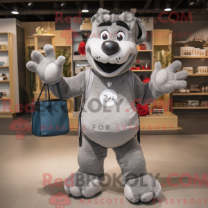 Maskot karakter af en grå...
