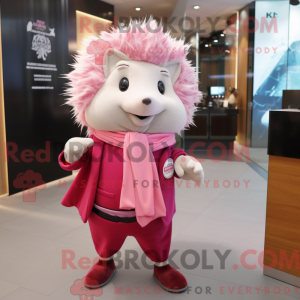 Maskotkarakter av et rosa...