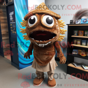 Maskot karakter af en brun...