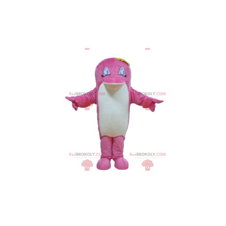 Rosa och vit delfinfiskmaskot - Redbrokoly.com