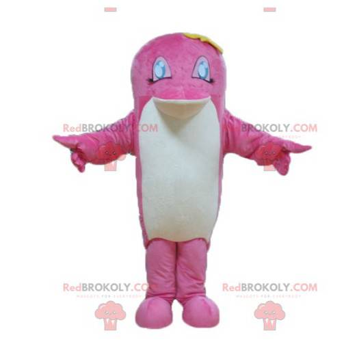 Mascota de pez delfín rosado y blanco - Redbrokoly.com