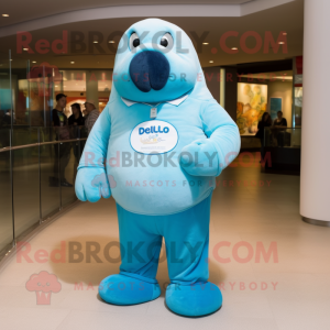 Sky Blue Walrus maskot...