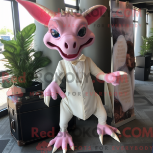 Maskotkarakter av en rosa...