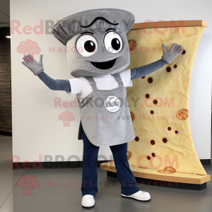 Grå Pizza Slice maskot...