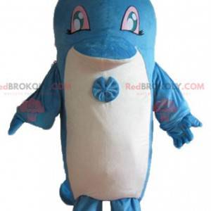 Gigantisk og søt blå og hvit delfin maskot - Redbrokoly.com