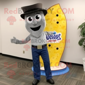 Grijze Pizza Slice mascotte...