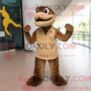 Mascot character of a Brown...