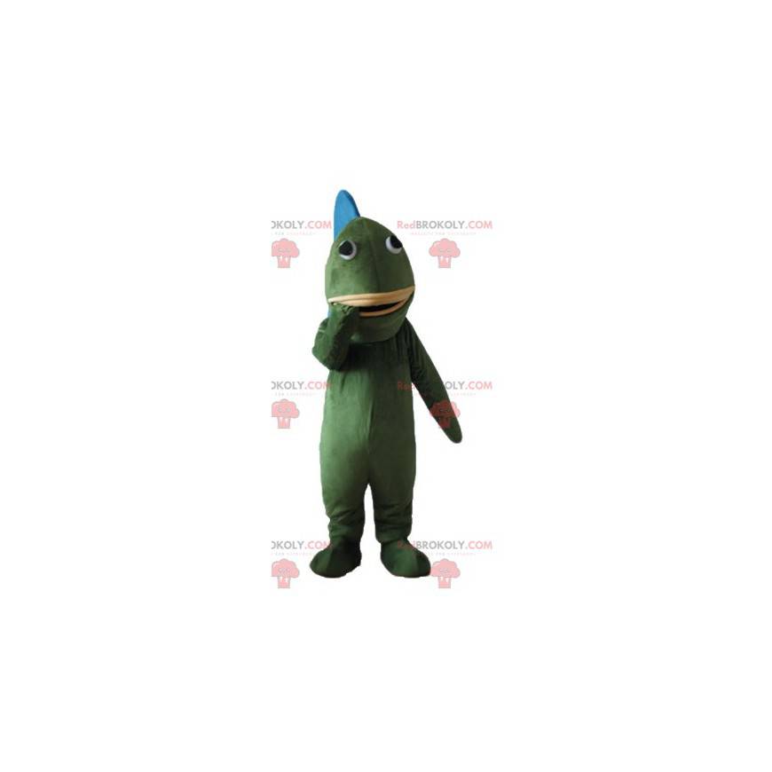 Mascote gigante peixe verde e azul - Redbrokoly.com