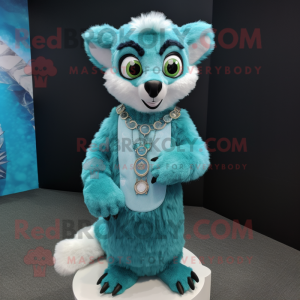 Cyan Lemur mascotte kostuum...