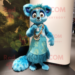 Cyan Lemur mascotte kostuum...