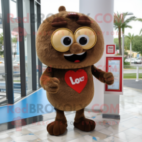 Brown Love Letter mascot costume character dressed with a Shorts and Keychains