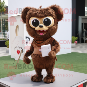 Brown Love Letter mascot costume character dressed with a Shorts and Keychains