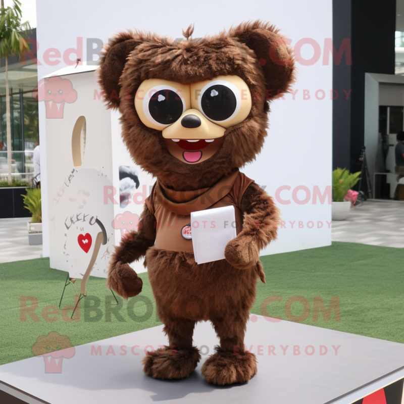 Brown Love Letter mascot costume character dressed with a Shorts and Keychains Brown Love Letter mascot costume character dressed with a Shorts and Keychains