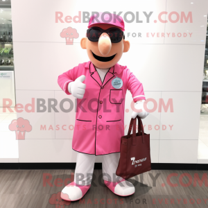 Maskotfigur af en Pink...