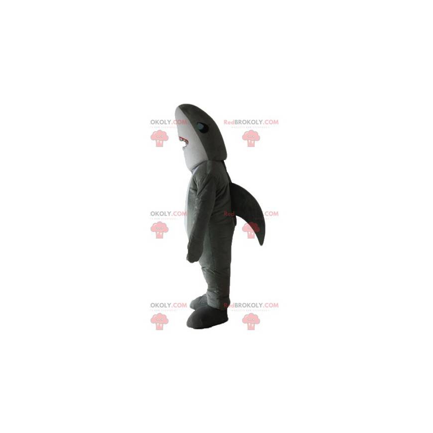 Realistic and impressive gray and white shark mascot -