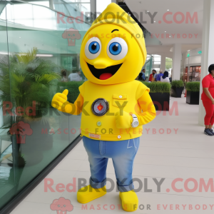 Maskot karakter af en gul...