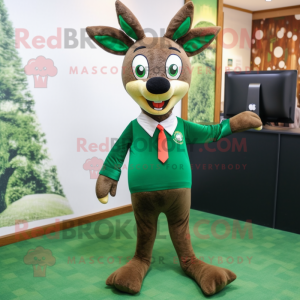 Forest Green Roe Deer mascot costume character dressed with a Leggings and Ties