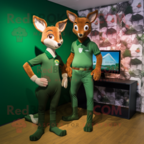 Forest Green Roe Deer mascot costume character dressed with a Leggings and Ties