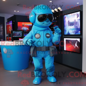 Mascot character of a Cyan...