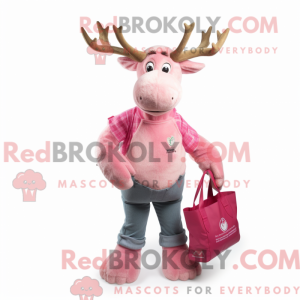 Maskotkarakter av en rosa...