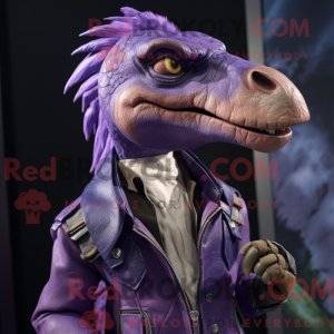 Maskot karakter af en lilla...