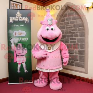 Mascottefiguur van een roze...
