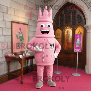 Mascottefiguur van een roze...
