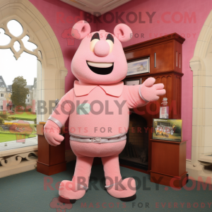 Maskottchenfigur eines rosa...
