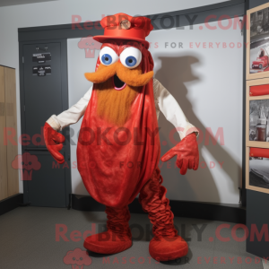 Maskot-karakter af en rød...