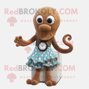 Brun Octopus maskot kostume...