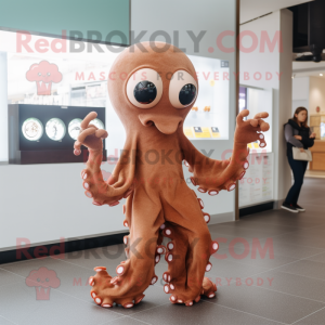 Brauner Oktopus Maskottchen...