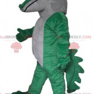 Giant and impressive green and white crocodile mascot -
