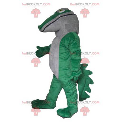 Gigante e impressionante mascotte coccodrillo verde e bianco -