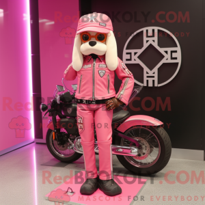 Maskottchenfigur eines rosa...