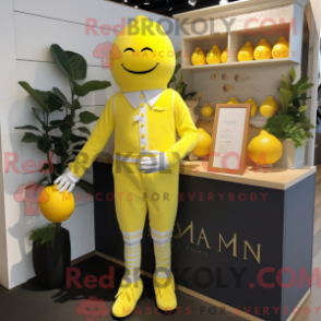 Fantasia de mascote de um Limão com macacão e abotoaduras - Mascotes de limão - REBROKO_399427 - RedBrokoly.com
