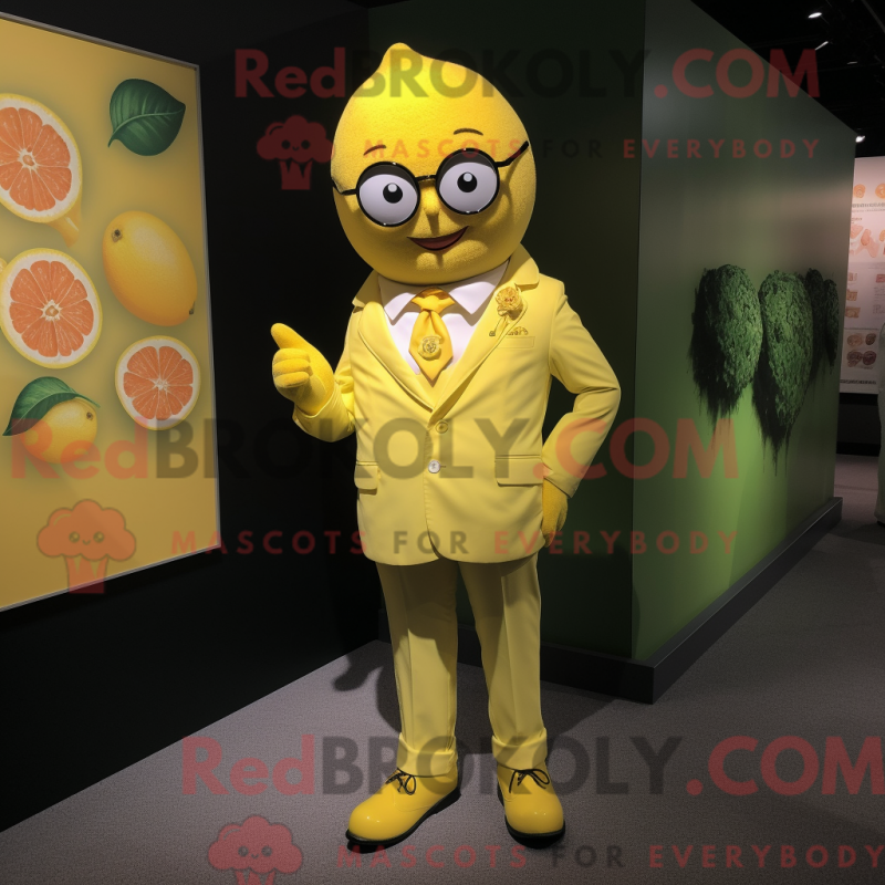 Fantasia de mascote de um Limão com macacão e abotoaduras - Mascotes de limão - REBROKO_399428 - RedBrokoly.com