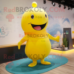 Yellow Whale maskot kostym...