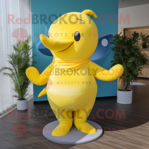 Yellow Whale maskot kostym...