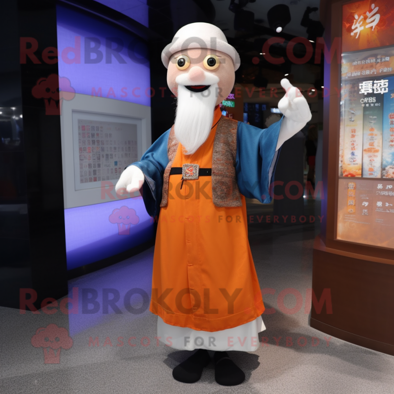 nan Mandarin mascot costume character dressed with a Dress Shirt and Tie pins nan Mandarin mascot costume character dressed with a Dress Shirt and Tie pins