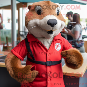 Mascottefiguur van een rode...