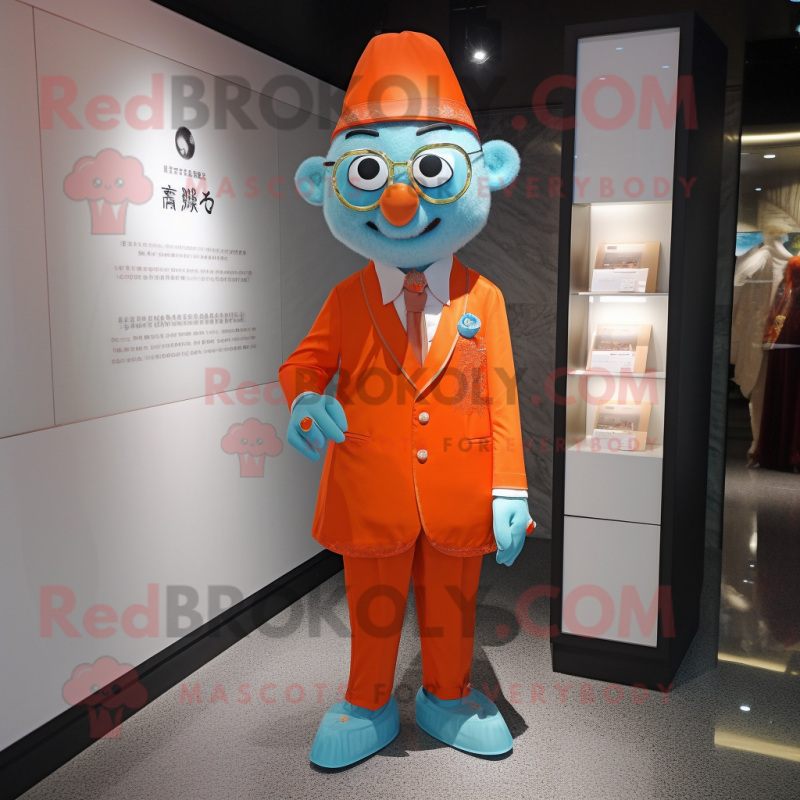 nan Mandarin mascot costume character dressed with a Dress Shirt and Tie pins