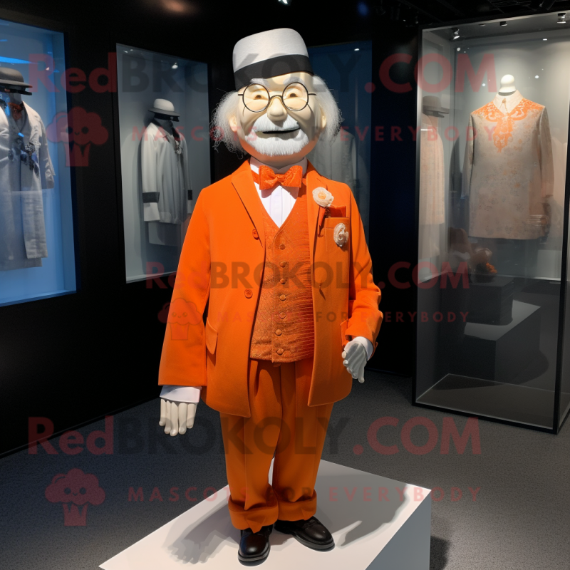 nan Mandarin mascot costume character dressed with a Dress Shirt and Tie pins nan Mandarin mascot costume character dressed with a Dress Shirt and Tie pins