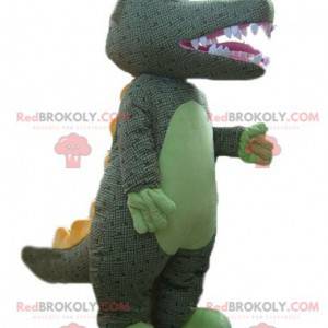 Mascote crocodilo verde com escamas de cinza - Redbrokoly.com