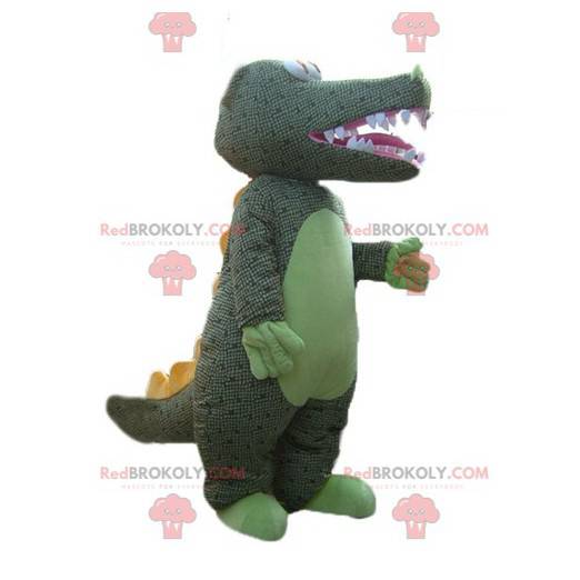 Mascotte de crocodile vert avec des écailles grises -
