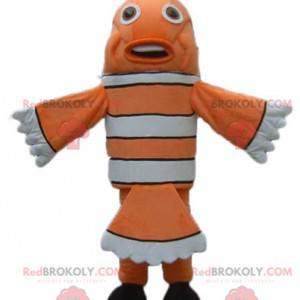 Mascotte de poisson-clown orange blanc et noir - Redbrokoly.com