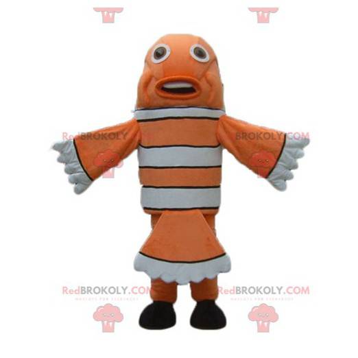 Mascote peixe-palhaço laranja-branco e preto - Redbrokoly.com